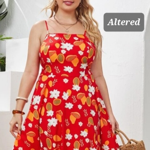 SHEIN Dresses & Skirts - 🧁B2G1🧁 SHEIN ALTERED Papaya and Floral Print Cami Dress